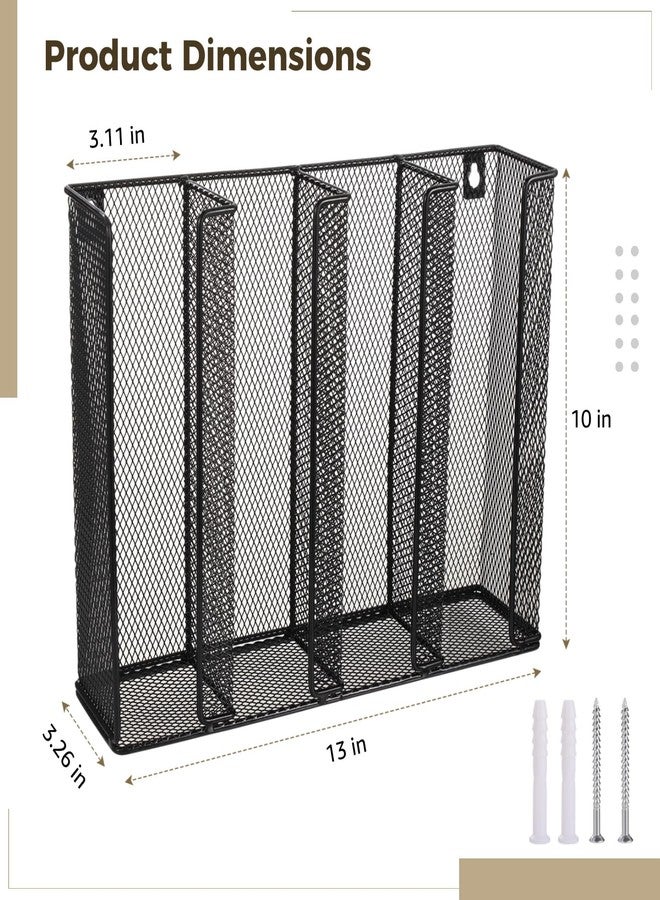TIMCORR Wall Mount Portion Sauce Cup Lid Organizer, Black Metal Mesh Sauce Cup Dispenser, 4 Compartment for Stacking Plastic Disposable Cup and Lid Storage For Kitchen Restaurant Coffee Bar,Easy Installatio - Image 4